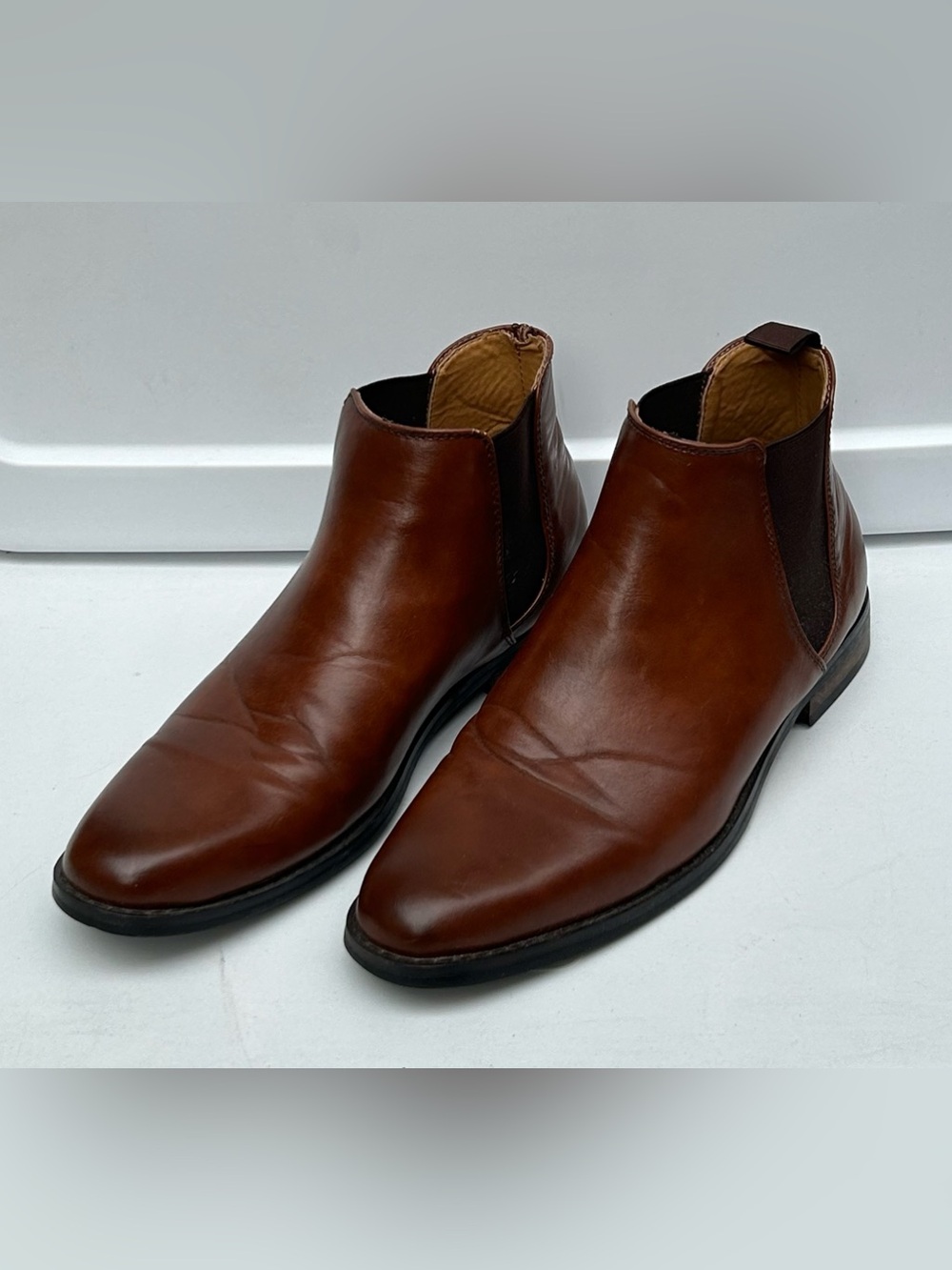 H&M Men's Brown Leather Chelsea-Style Chukka Boots